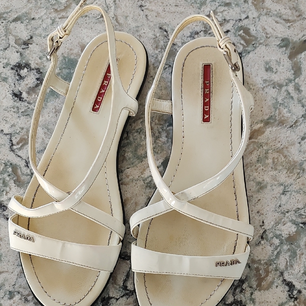 COA Prada Women's Cream Sandals - Picture 1 of 4